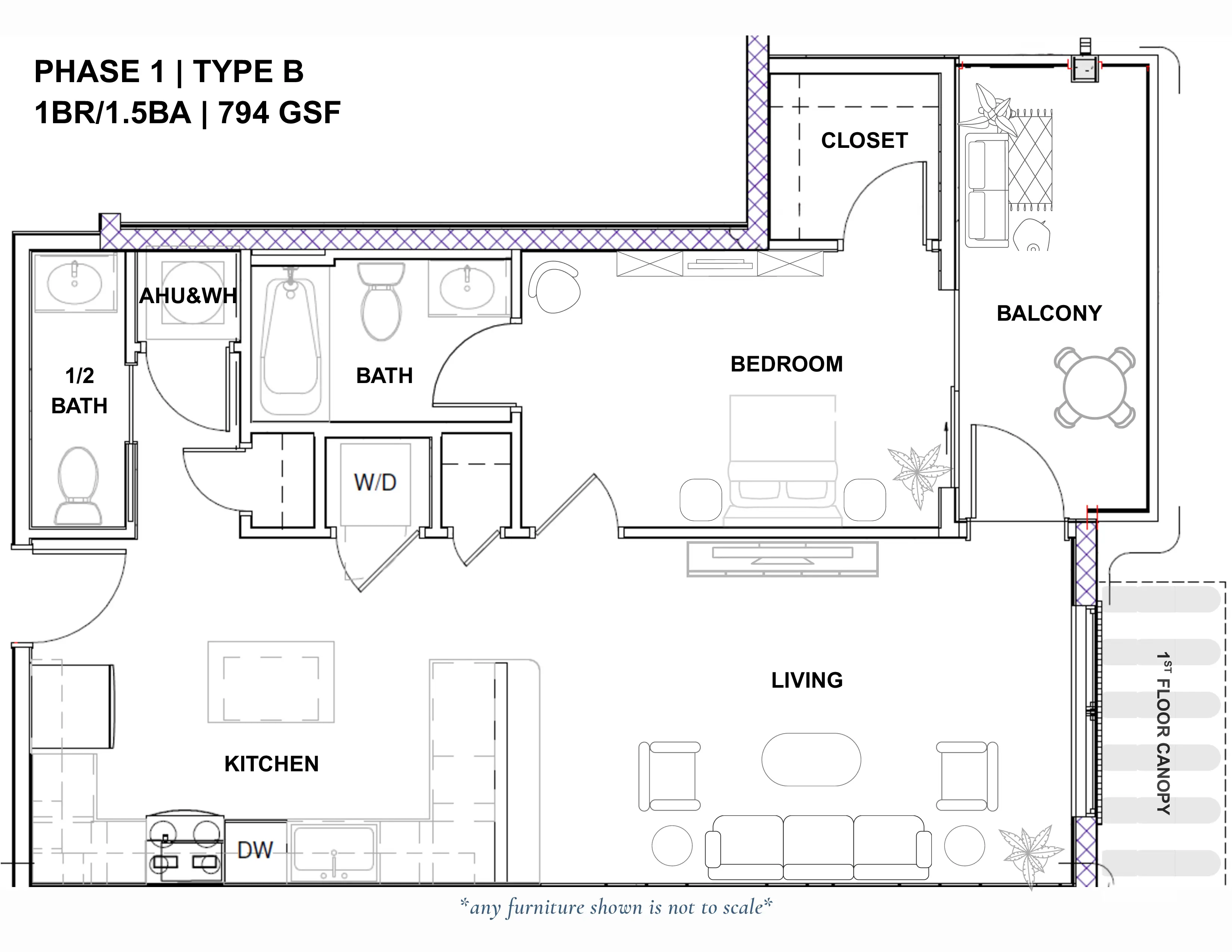 1-Bedroom Floorplan B