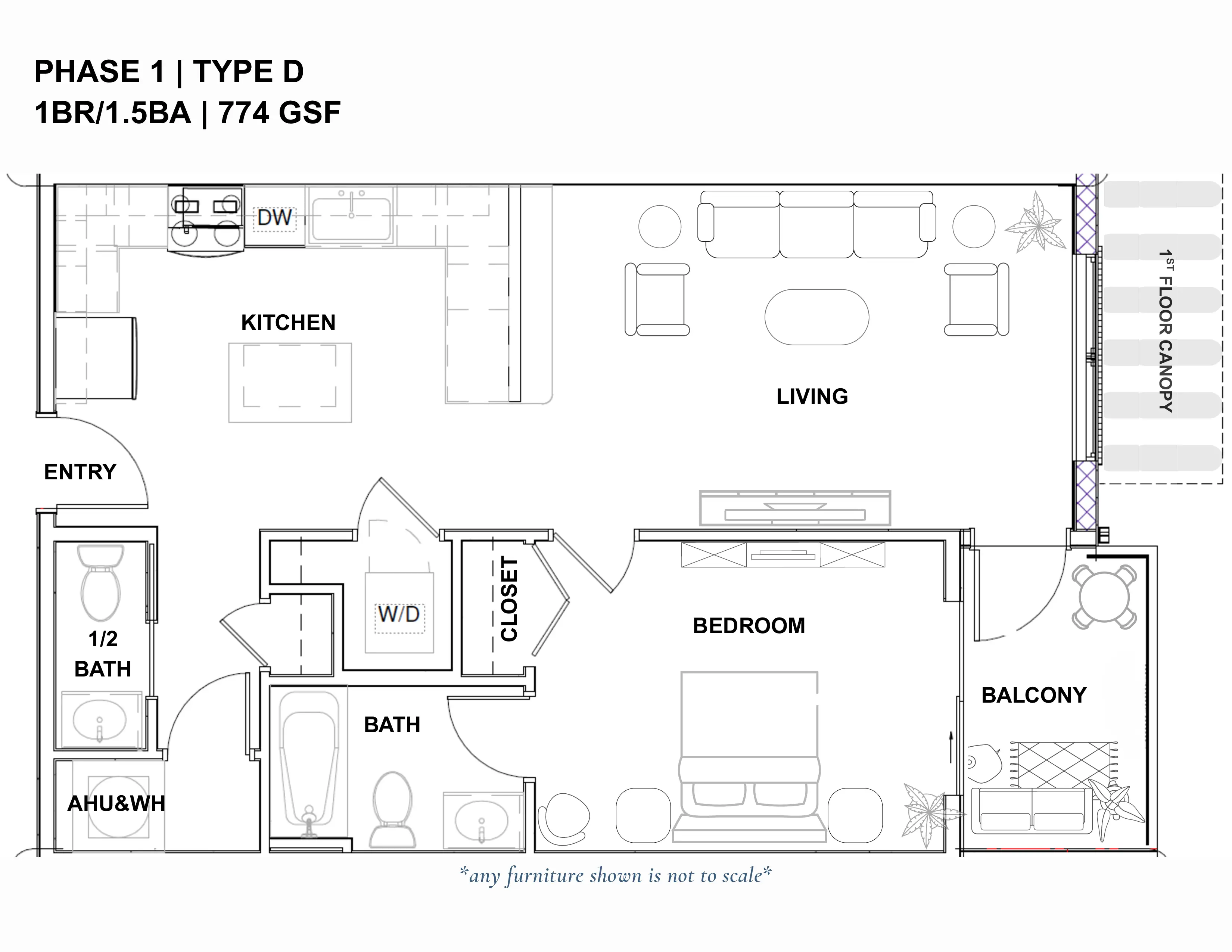 1-Bedroom Floorplan D